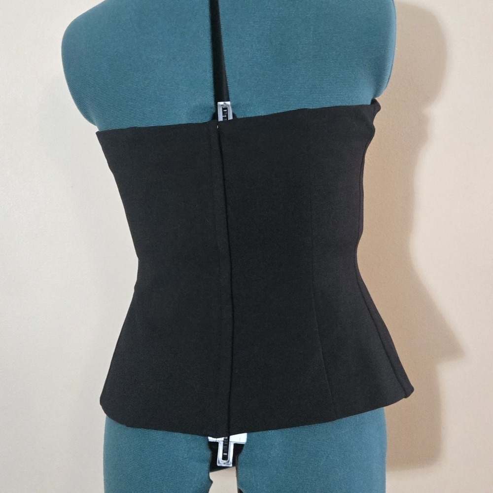 WHBM Black White Geometric Bustier Top Strapless Structured Mob Wife Corp Goth - Picture 4 of 5